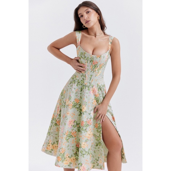 NEW House of CB Saira Light Jade Print Dress XS - Picture 6 of 14